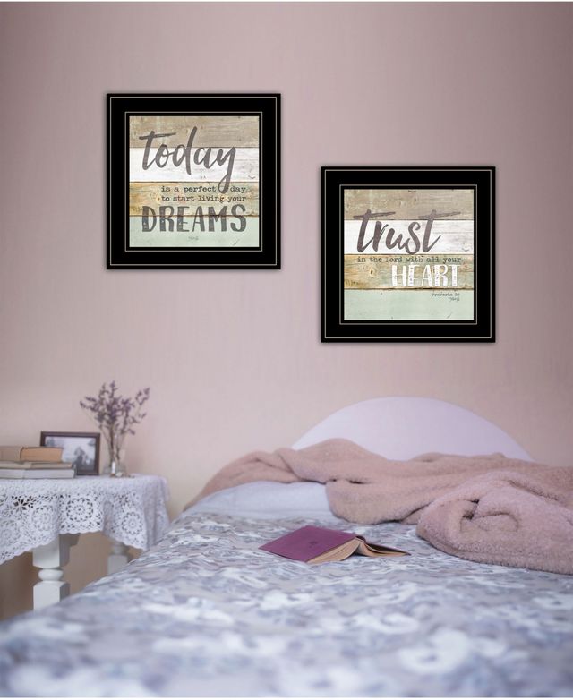 Trendy Decor 4U Trust in the Lord 2-Piece Vignette by Marla Rae, Black Frame, 15" x 15"