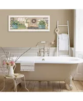 Trendy Decor 4U Garden Bath by Pam Britton, Ready to hang Framed Print, White Frame, 39" x 15"