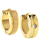 Sutton Gold-Tone Stainless Steel Matte Glitter And Stone Huggie Earrings