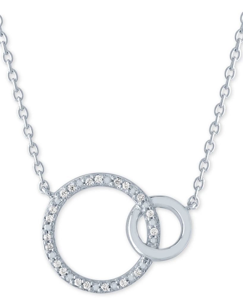 Diamond Accent Interlocked Circle 18" Pendant Necklace in Sterling Silver