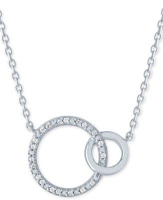 Diamond Accent Interlocked Circle 18" Pendant Necklace in Sterling Silver