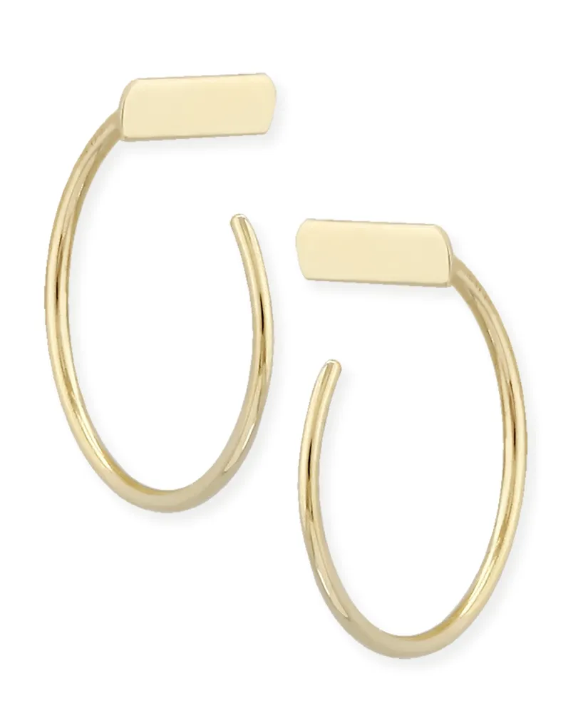 Bar Hoop Earrings Set in 14k Gold