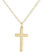 Flat Cross Necklace Set in 14k Gold