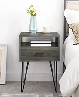 Walker Edison Modern Single Drawer Hairpin Leg Side Table