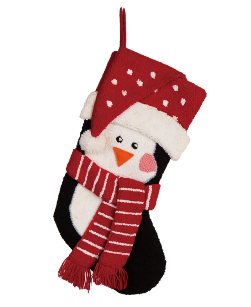 Glitzhome 19" L Hooked 3D Penguin Stocking