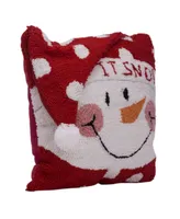 Glitzhome Hooked 3D Snowman Decorative Pillow, 14" x 14"