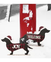 Glitzhome 21.93" L Christmas Metal Dachshund Porch Sign