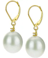 Cultured Baroque Freshwater Pearl (12mm) & Diamond (1/20 ct. t.w.) Drop Earrings in 14k Gold