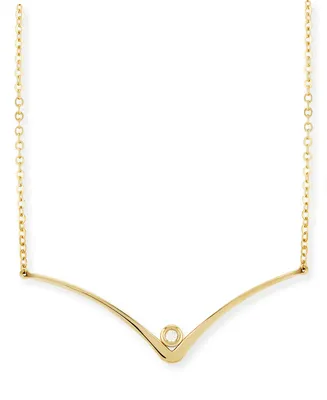 Diamond Accent Curved "V" Necklace in 14K Yellow Gold