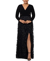 Xscape Plus 3D Floral-Applique Gown