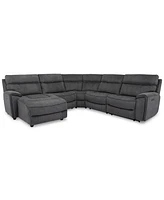 Closeout! Hutchenson 5-Pc. Fabric Chaise Sectional with 2 Power Recliners
