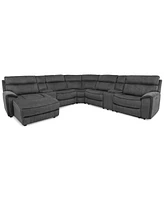 Closeout! Hutchenson 7-Pc. Fabric Chaise Sectional with 2 Power Recliners and 2USB Consoles