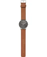 Skagen Men's Signatur Brown Leather Strap Watch 40mm