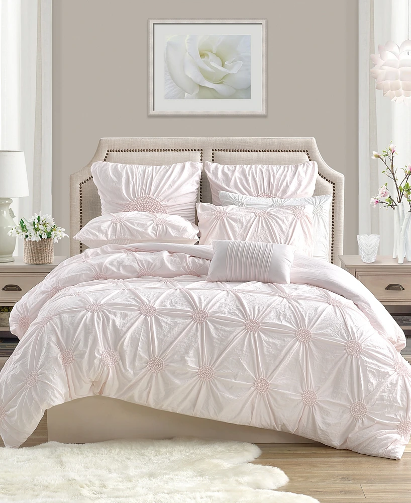 Charming Ruched Rosette Duvet Cover Set