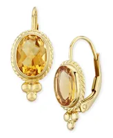 Gemstone Twist Gallery Drop Earring in 14k Yellow Gold Available in Citrine