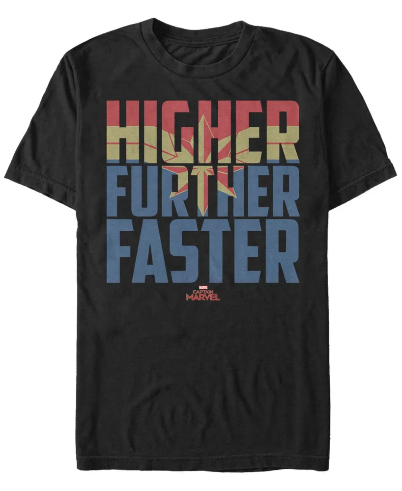 Marvel Men's Captain Higher Further Faster Quote, Short Sleeve T-shirt