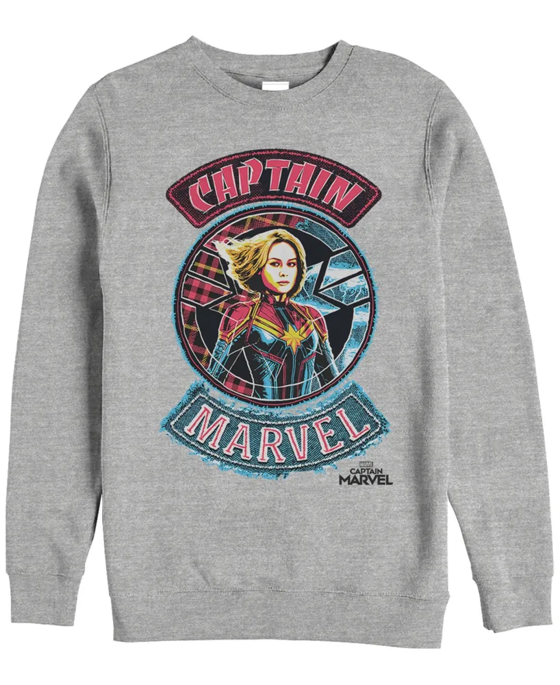 Marvel Men's Captain Patchwork Logos, Crewneck Fleece