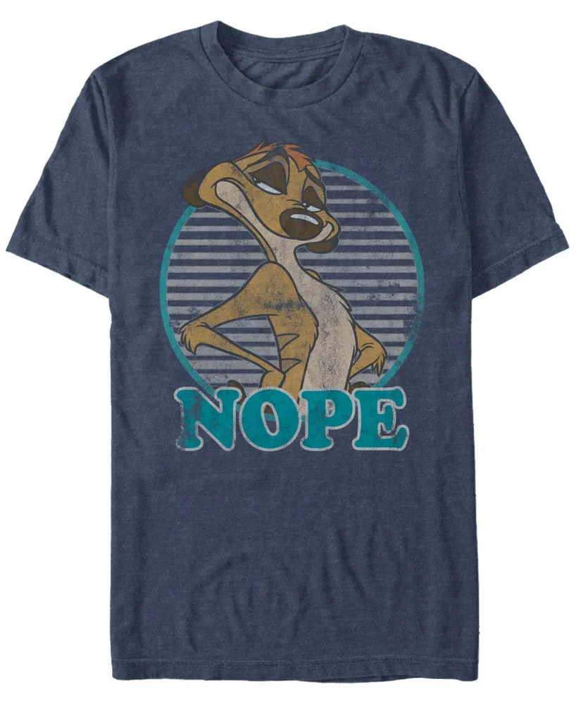 Disney Men's Lion King Timon Nope Striped Circle, Short Sleeve T-Shirt