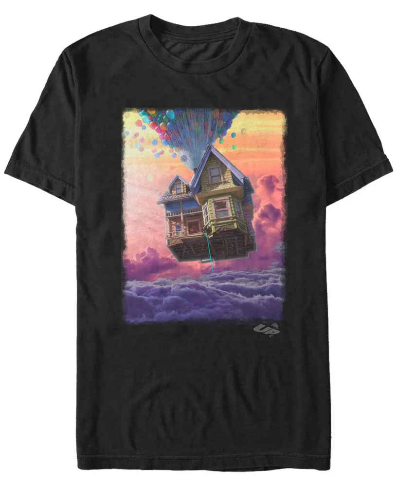 Disney Pixar Men's Up Balloon House Cloud Portrait, Short Sleeve T-Shirt