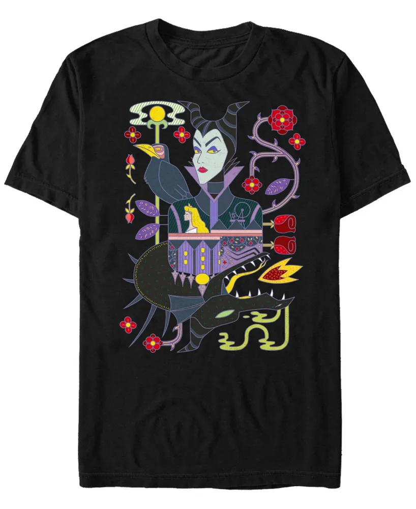 Disney Men's Sleeping Beauty Maleficent Playing Card, Short Sleeve T-Shirt