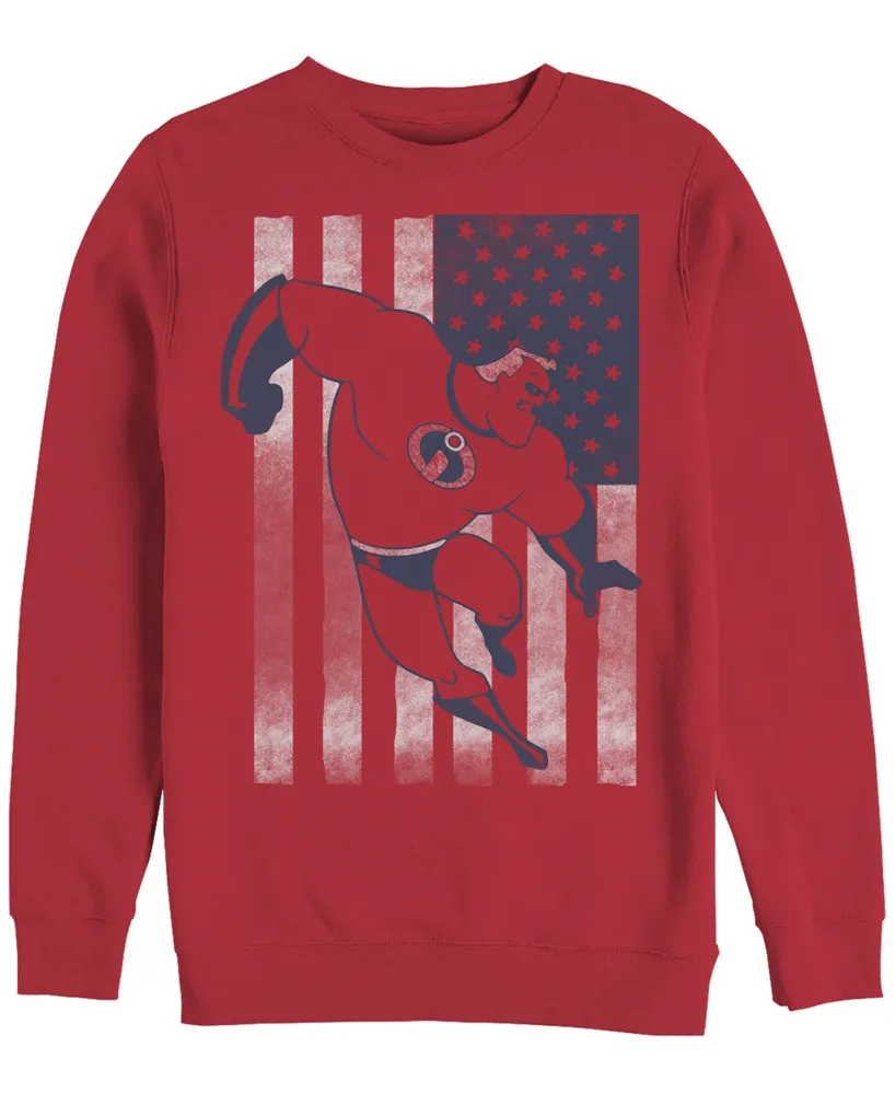 Disney Men's The Incredibles American Flag, Crewneck Fleece