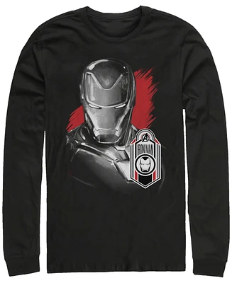 Marvel Men's Avengers Endgame Iron Man Tag Logo, Long Sleeve T-shirt