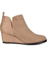 Journee Collection Women's Mylee Perforated Wedge Ankle Booties