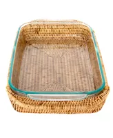 Artifacts Rattan Rectangular Baker Basket with Pyrex