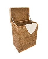 Artifacts Rattan Rectangular Hamper with Hinged Lid and Cloth Liner