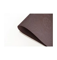 Dainty Home Faux Leather Hyde Park Slip Resistant Suede Backing Embossed 3D Surface Luxury 12" x 18" Place Mats - Set of 4