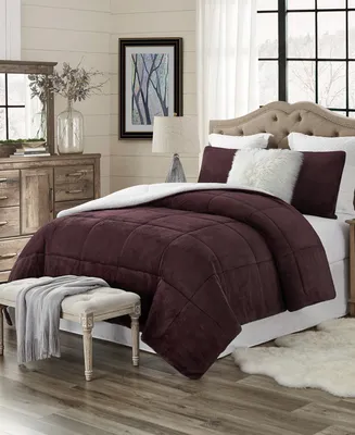 Cathay Home Inc. Plush Faux Fur and Sherpa Reversible Comforter Set, King/California King