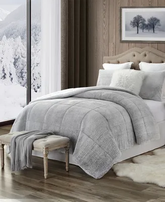 Plush Faux Fur and Sherpa Reversible King/Cal King Comforter Set