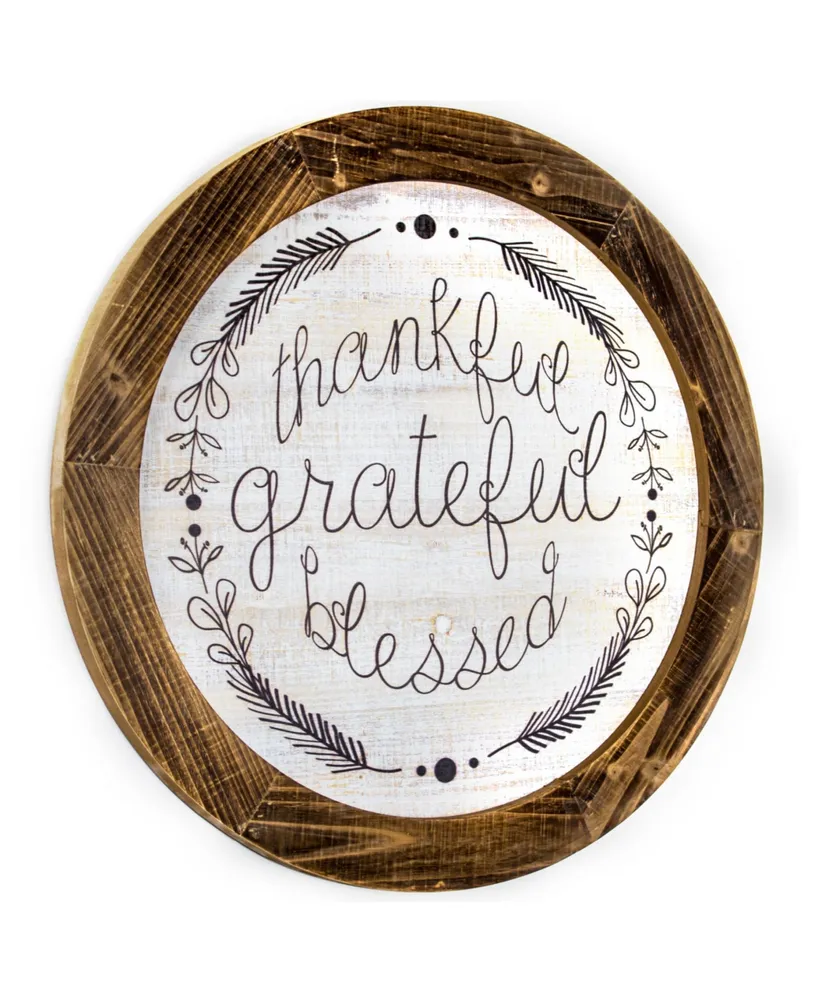 American Art Decor Thankful Grateful Blessed Wood Sign