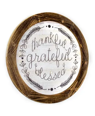 American Art Decor Thankful Grateful Blessed Wood Sign