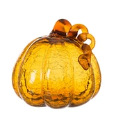Glitzhome Set-2 Amber Crackle Glasetset Pumpkin