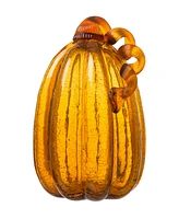 Glitzhome Set-2 Amber Crackle Glasetset Pumpkin
