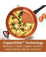 Farberware Glide Copper Ceramic Nonstick 12.5" Deep Skillet with Helper Handle