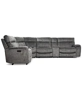 Hutchenson 6Pc Fabric Sectional with 2 Usb Power Recliners, Consoles