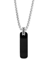 Effy Men's Onyx (33-1/2 x 10mm) Dog Tag 22" Pendant Necklace in Sterling Silver