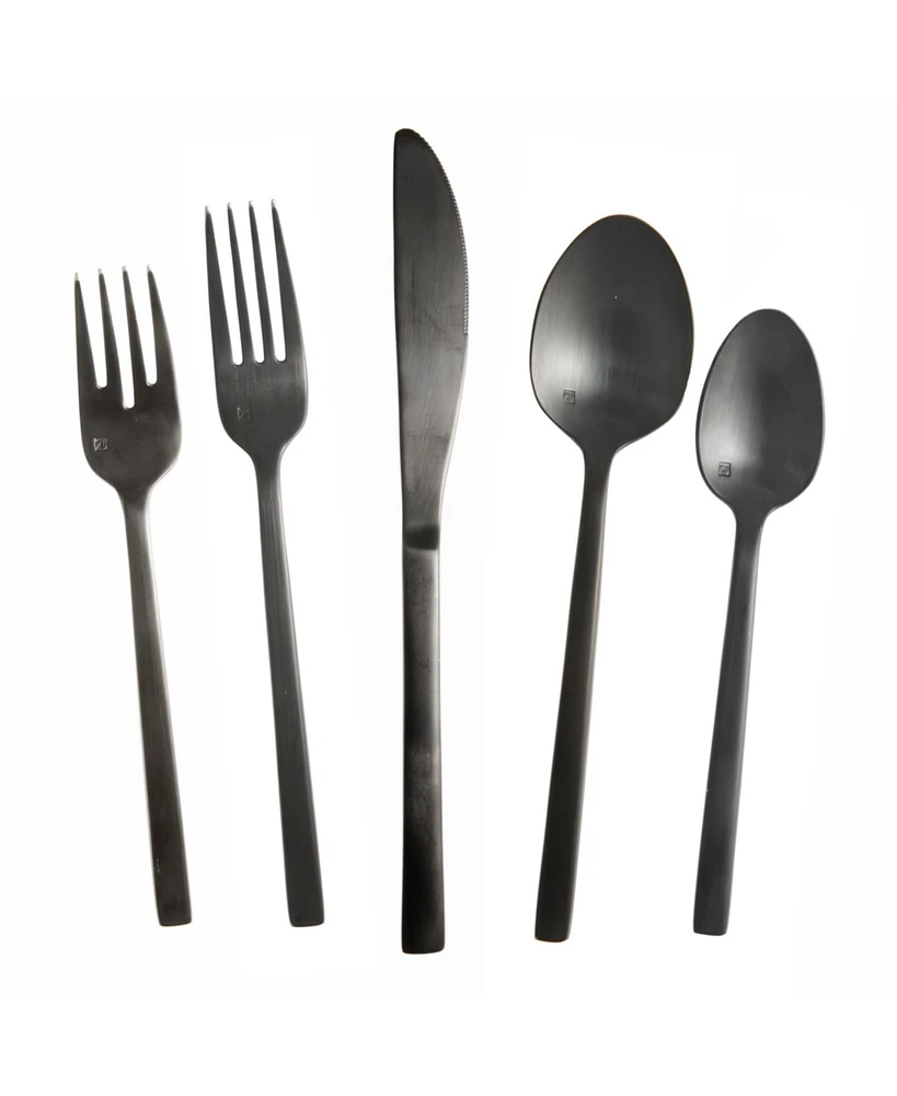 Fortessa Arezzo Brushed Black 20pc Flatware Set