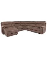 Closeout! Hutchenson 6-Pc. Fabric Chaise Sectional with 2 Power Recliners and Console