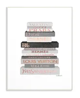 Stupell Industries Neutral Gray and Rose Gold-Tone Fashion Bookstack Wall Plaque Art, 13" L x 19" H