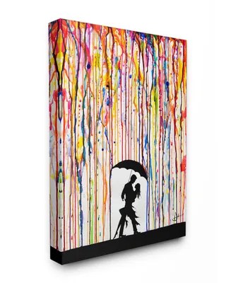 Stupell Industries Melting Colors Rainbow Rain Drops Umbrella Dancing Silhouette Stretched Canvas Wall Art