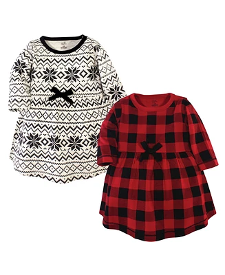 Touched by Nature Baby Girls Organic Cotton Long-Sleeve Dresses 2pk
