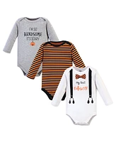 Little Treasure Baby Boys Treasure Cotton Long-Sleeve Bodysuits 3pk, Halloween Suspenders