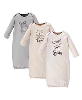 Yoga Sprout Baby Boys Cotton Long-Sleeve Gowns 3pk, Wild, 0-6 Months