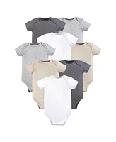 Hudson Baby Cotton Bodysuits 8pk, Heather Gray, 18-24 Months