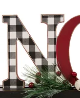 Glitzhome Wooden Plaid "Noel" Table Decor