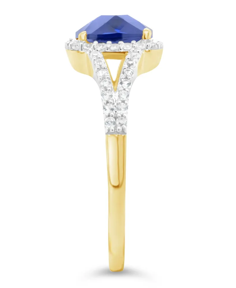 Lab-Grown Sapphire (2 ct. t.w.) and White (1/4 Ring 10k Yellow Gold