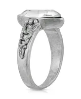 Pewter Diamond Shaped Crystal Ring